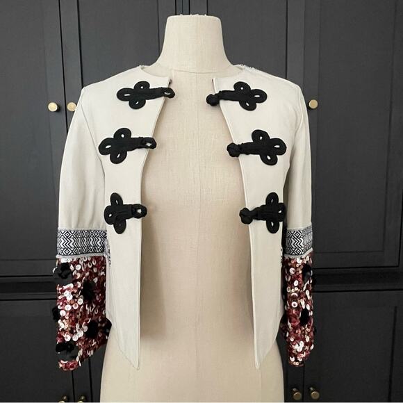 Nomadi Deluxe Artisan Leather Sequin Jacket XS New Boho  Sequins - Picture 2 of 14